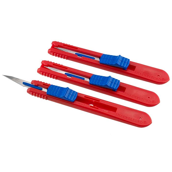 Bisturi a lama dritta retrattile per argilla metallica