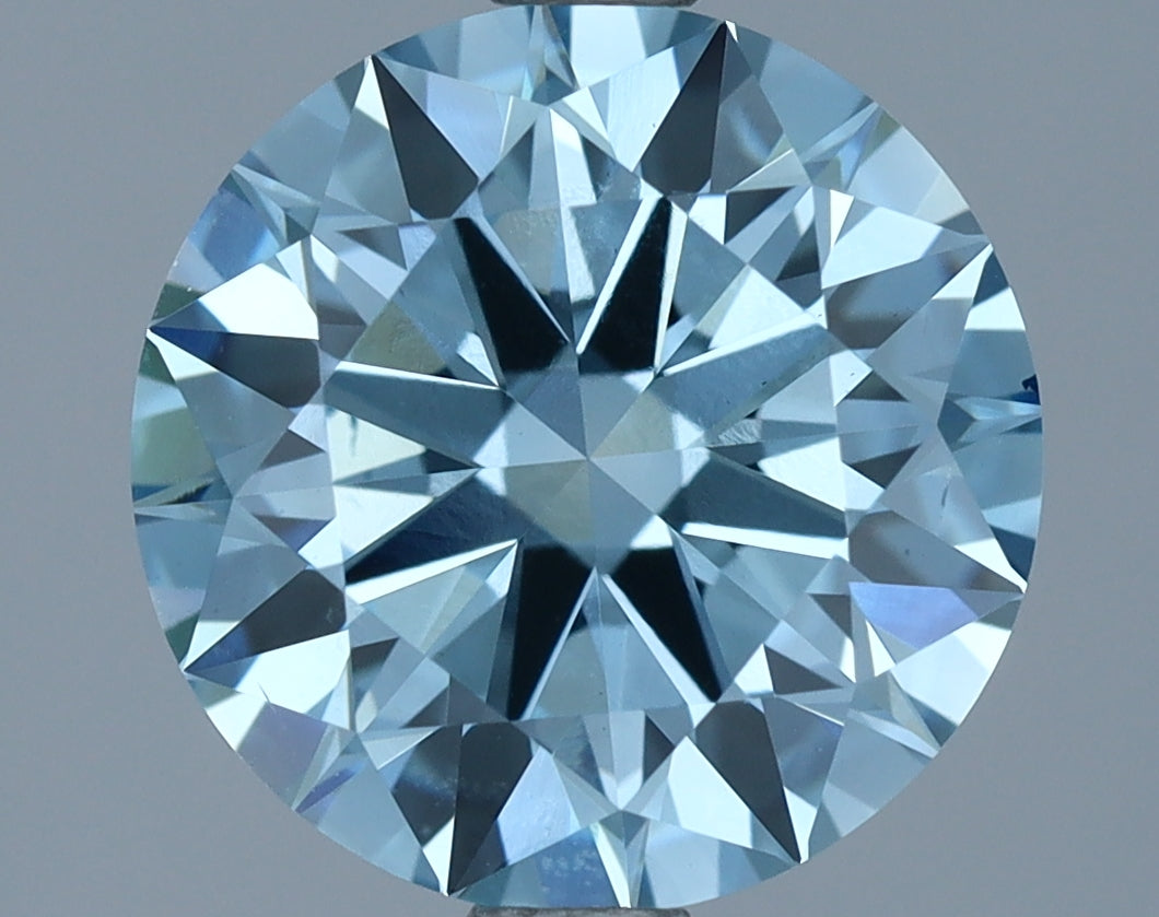 लैब-निर्मित हीरा 2.26ct, गोल, नीला, VS2