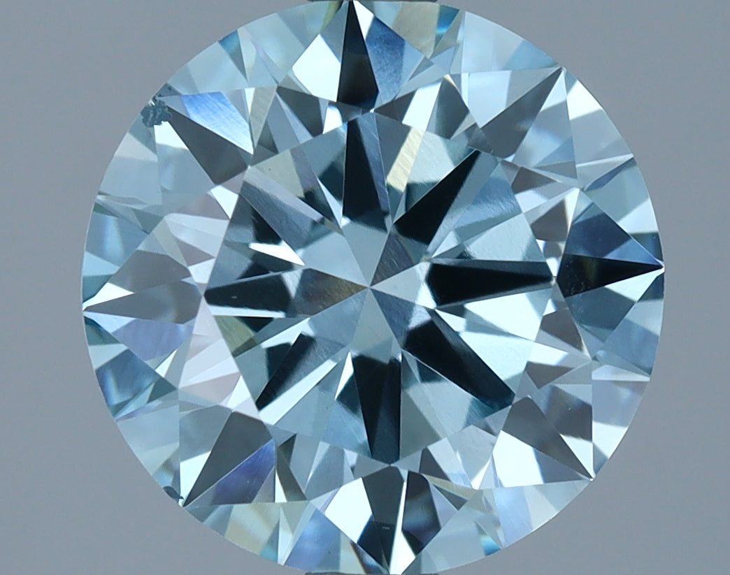 Laboratorijoje užaugintas deimantas 2,50 ct, apvalus, mėlynas, VS2