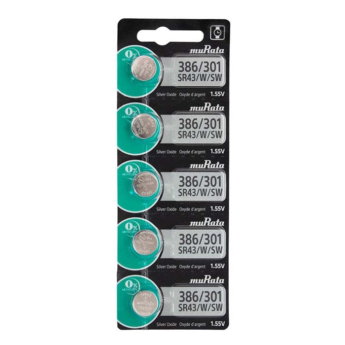 Murata Sølvoxid Ur-batteri, 386/301-SR43/W/SW