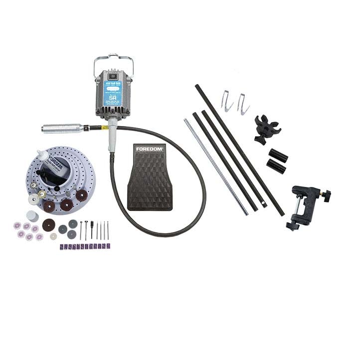 Moteur Foredom® SR avec système d'arbre flexible H.30 et pièce à main, avec support moteur