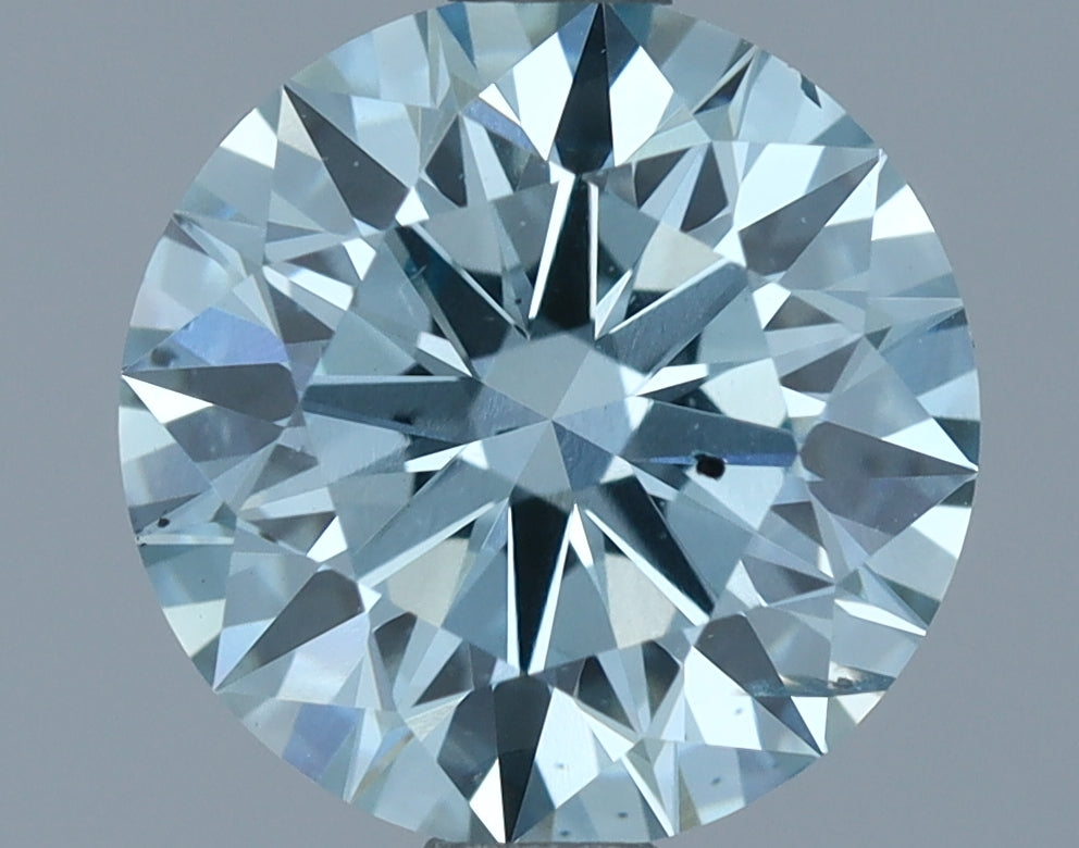 Laboratorijoje užaugintas deimantas 1,55 ct, apvalus, mėlynas, SI2