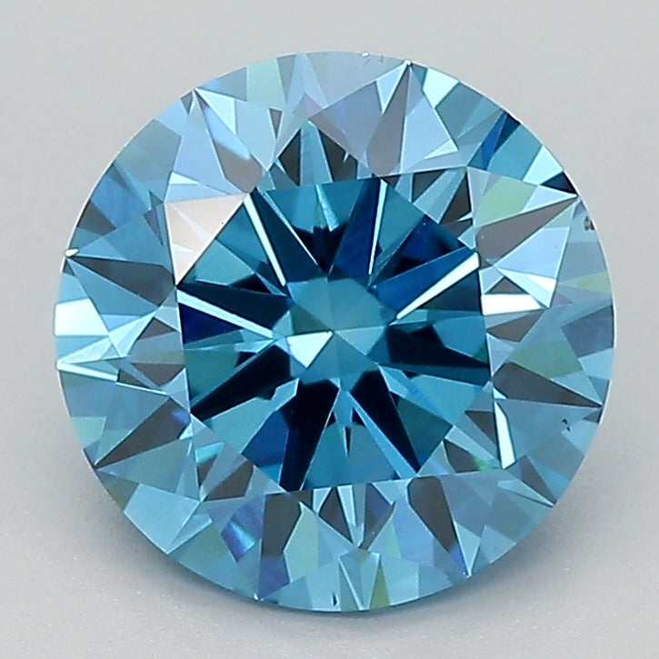 Diamante cultivado en laboratorio de 2,36 ct, redondo, azul, VS2