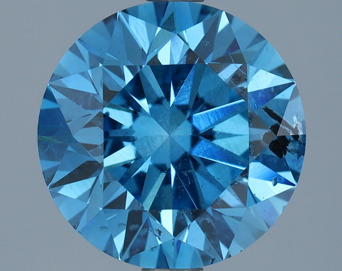 יהלום מעבדה 2.70 קראט, עגול, כחול, SI2
