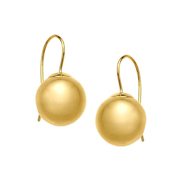 أقراط من الذهب الأصفر عيار 14 قيراط مع قطرة مزينة بالخرز