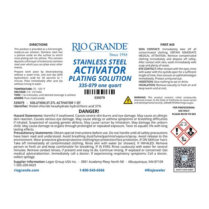 Midas® Stainless Steel Activator Plating Solution, Acid-Based