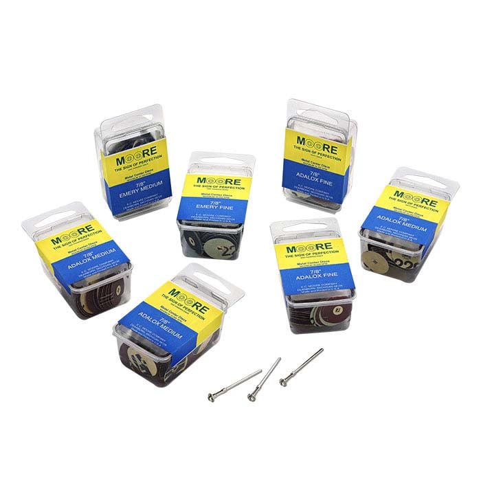 E.C. Moore žalvarinis centrinis spaudžiamas atsegamas popierinis šlifavimo diskų rinkinys