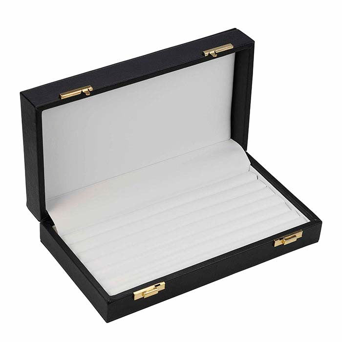 Estojo para Anéis em Pele Sintética Preta Italiana