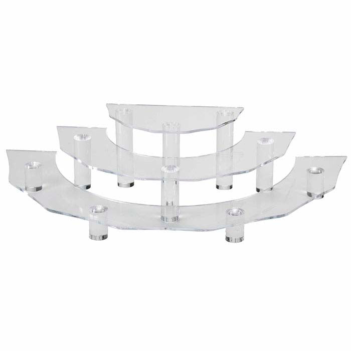 Conjunto de Expositores Elevadores em Acrílico Transparente em Meio Círculo