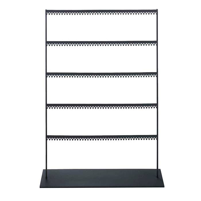 Royal Crown sort metal fem-stangs øreringedisplay