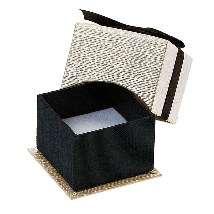 Ribbon-Wrapped Linen Paper Ring Gift Box