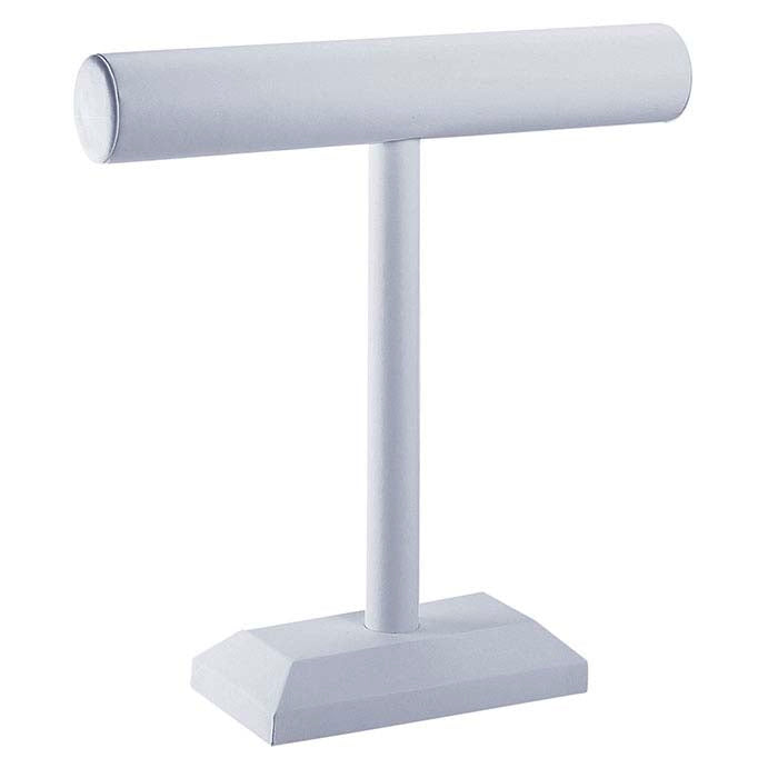 White Faux Leather Bar Necklace Display