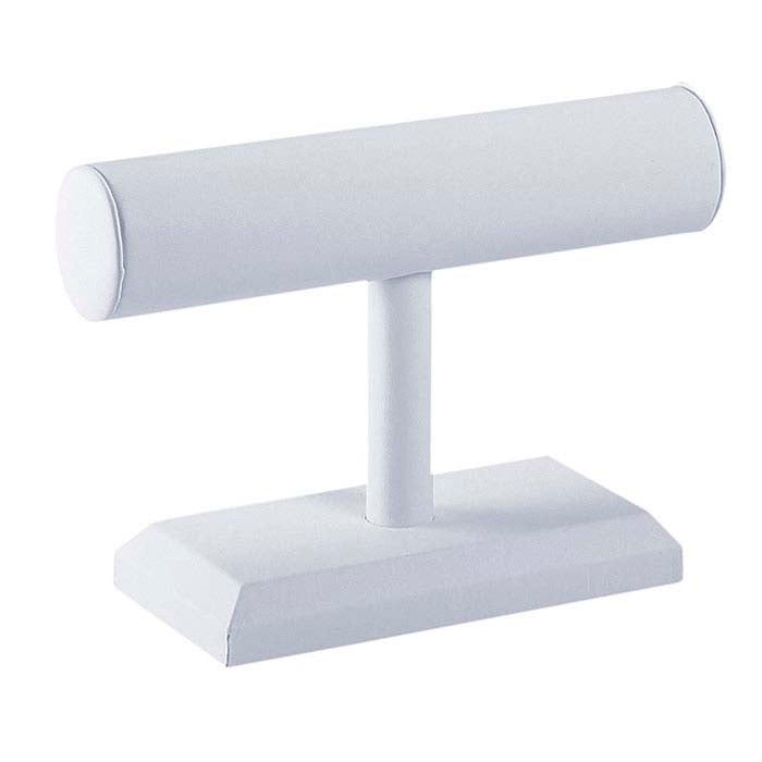 White Faux Leather Bar Bracelet Display