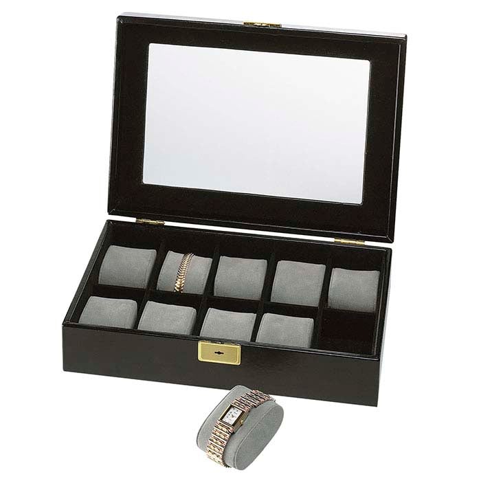 Black Faux Leather Watch Travel and Display Case