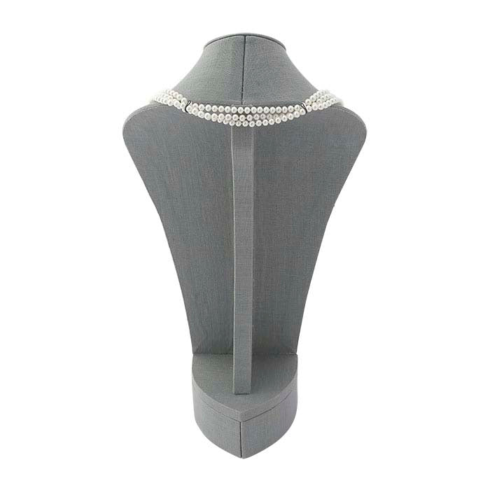 Große Halskettenbüste aus silbernem Leinen