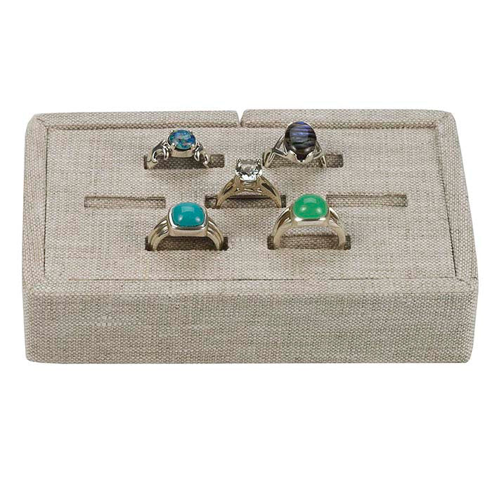 Natural Linen Slotted Seven-Ring Display