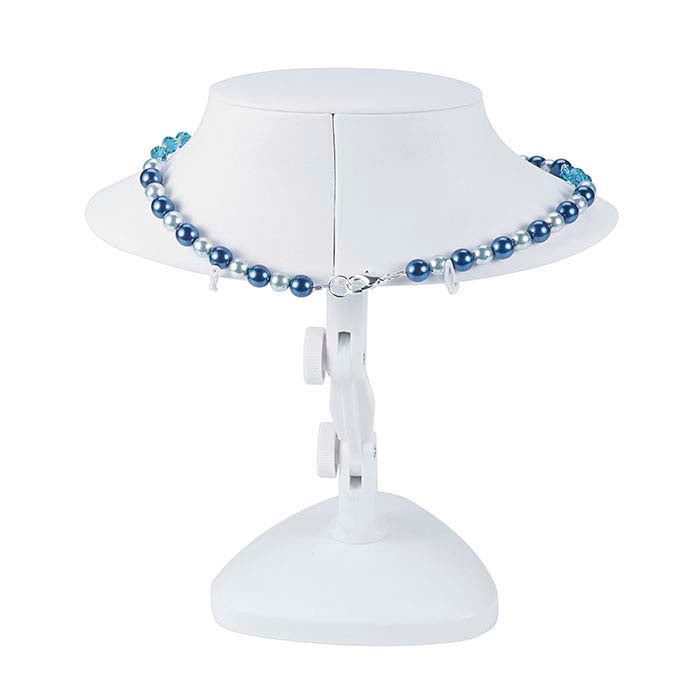 White Faux Leather Adjustable Necklace Bust Display