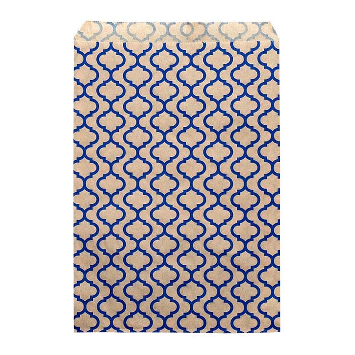 Blue Trellis Print Paper W x H Merchandise Bag