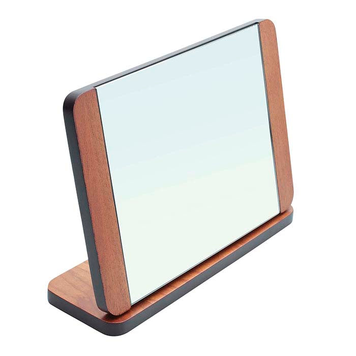 Tamsaus medžio reguliuojamas veidrodis su rėmu