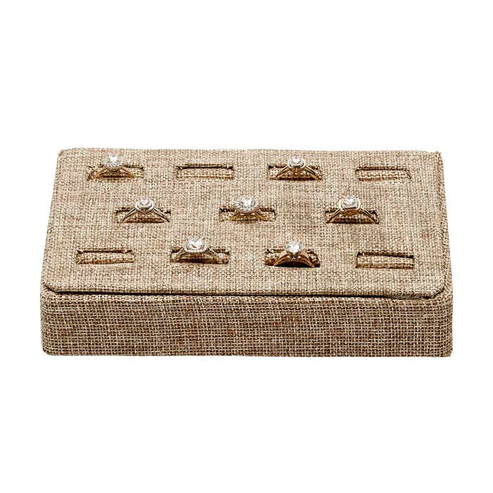 Sackleinen-Display mit Schlitzen und 11 Ringen