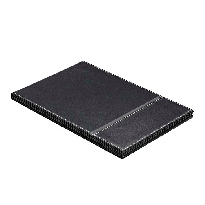 Juodas dirbtinės odos aptrauktas sulankstomas veidrodis