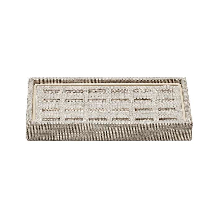 Natural Linen Slotted 24-Ring Tray