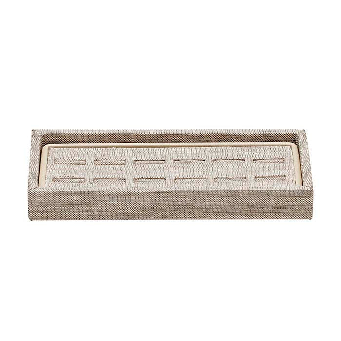 Natural Linen Slotted 12-Ring Tray