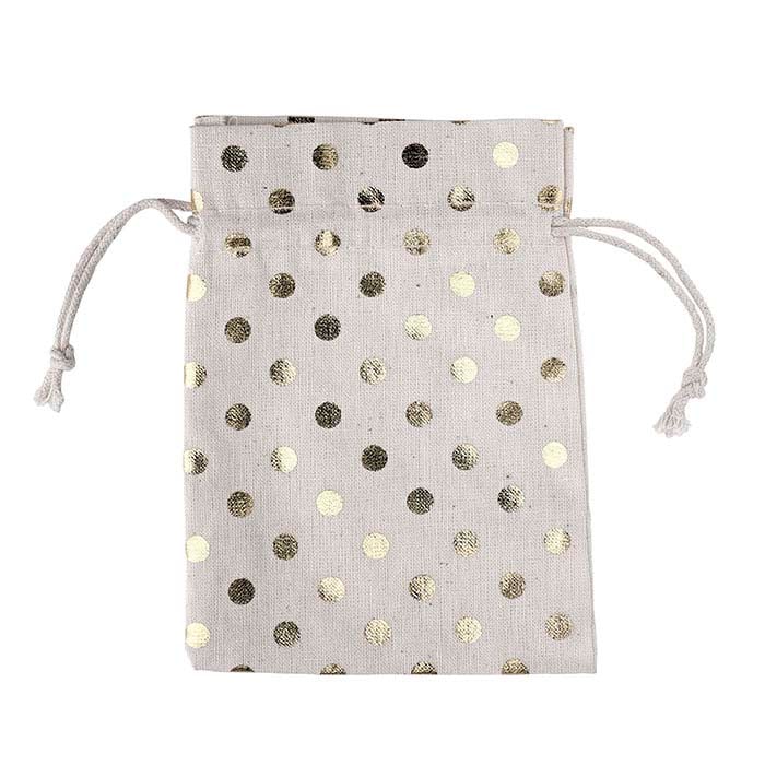 שקית כותנה טבעית 88.9 מ"מ x 127.0 מ"מ עם נקודות זהב