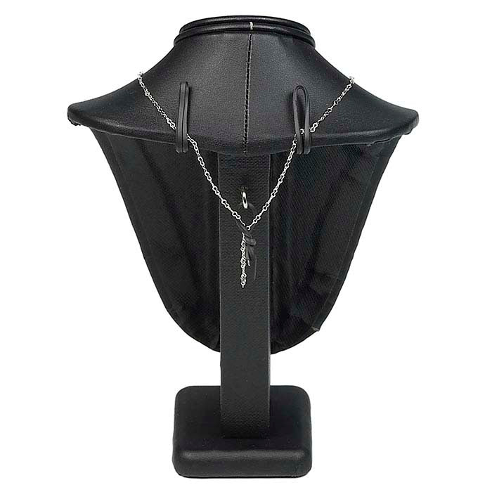 Black Faux Leather Necklace Bust Display