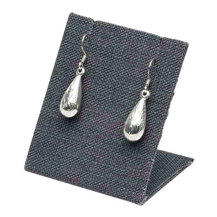 حامل عرض من الكتان الرمادي للقلائد أو الأقراط