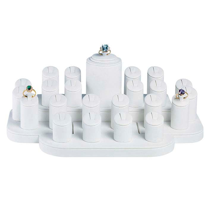 White Faux Leather Pedestal 23-Ring Display