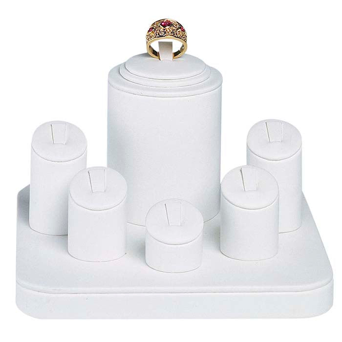 白色仿皮六戒指展示台