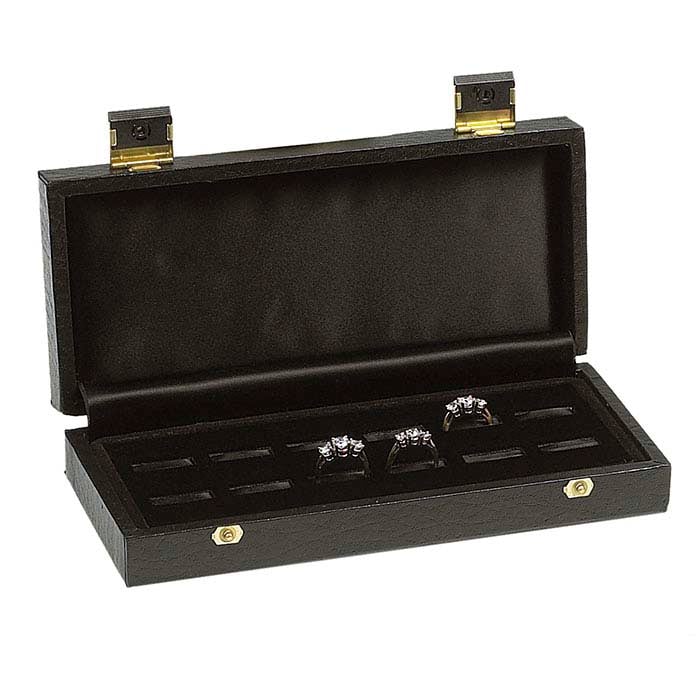 Black Deluxe 12-Slot Ring Case
