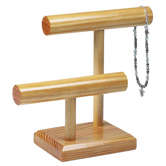 Natural-Finish Wood Two-Bar Combination Display