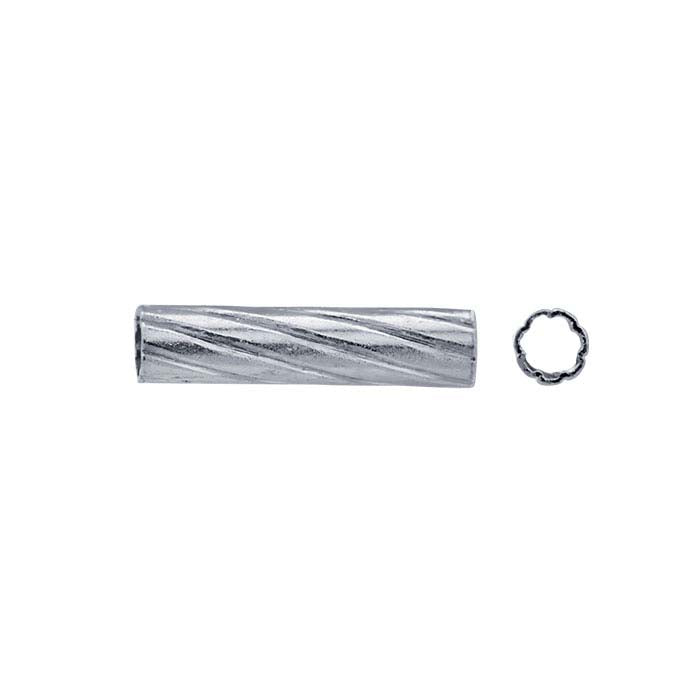 Sterling Silver Corrugated Twist Tube Bead