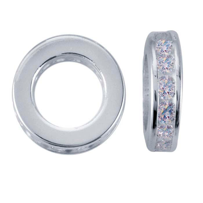 스털링 실버 8 x 3mm 라운델 CZ 세트 비드