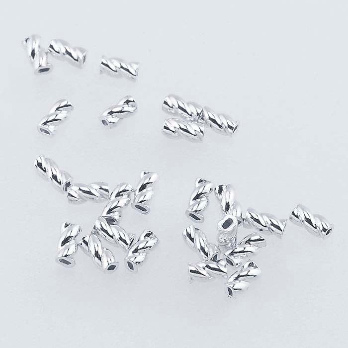 Conta de Cravar Tubo Torcido 3mm em Prata Esterlina