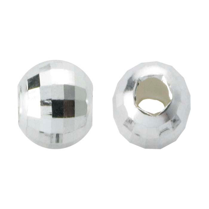 Sterling Silver Round Diamond-Cut Bead