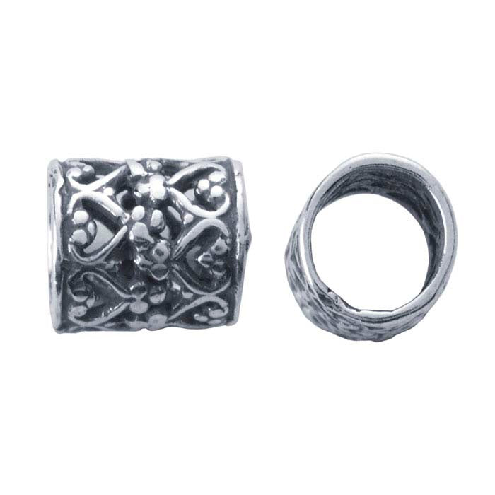 Sterlingsølv 7.1 x Rør Oxideret Mønstret Perle