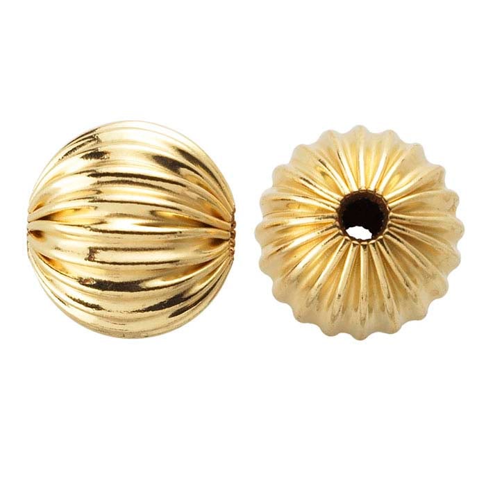 14/20 Yellow Gold-Filled Corrugated Round Bead