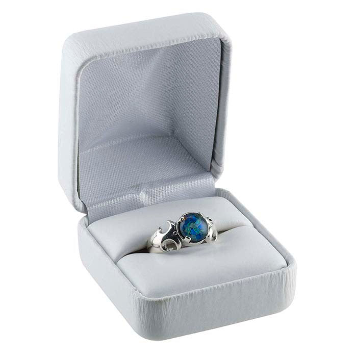 White Faux Leather Ring Gift Box