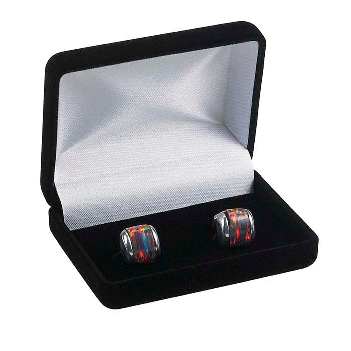 علبة هدايا أزرار أكمام مخملية مغطاة بالفلوك