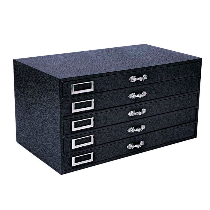 מארגן תכשיטים שחור עם חמש מגירות