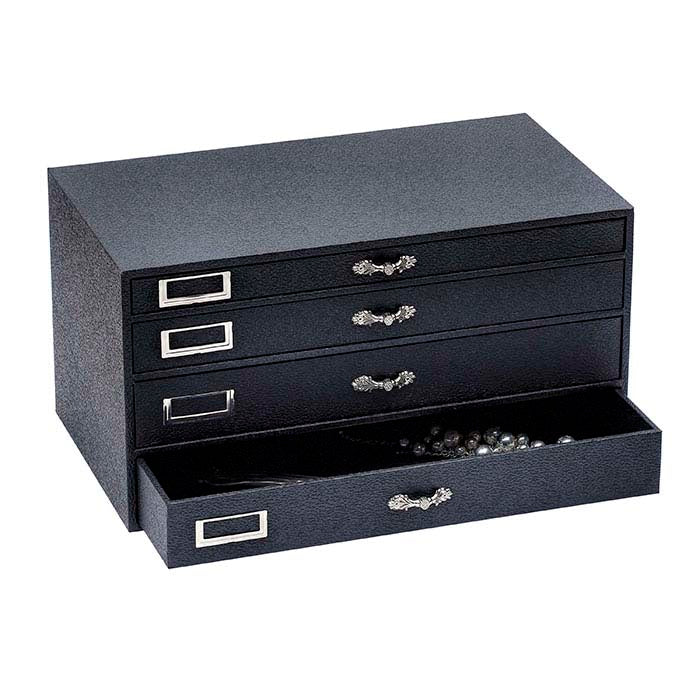 Organizer per Gioielli Nero a Quattro Cassetti
