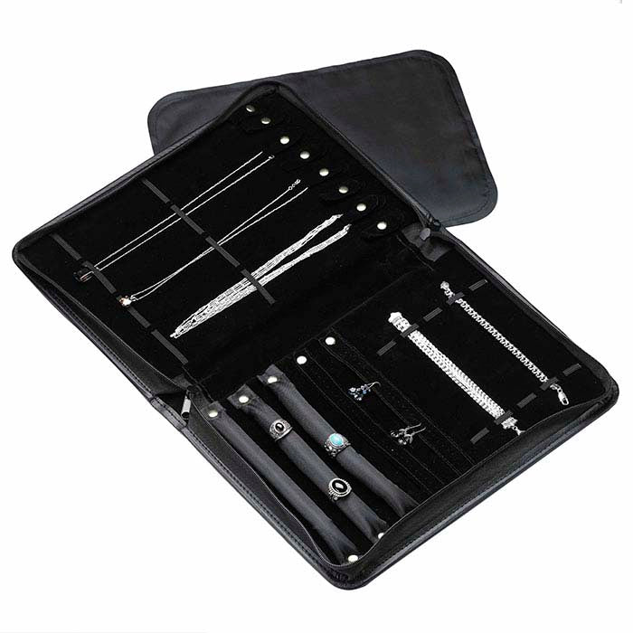 Portafolio combinado de cuero sintético negro