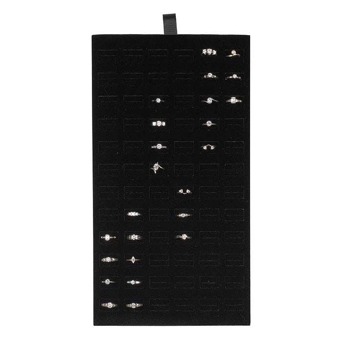 Inserto de bandeja de ranura ancha para 72 anillos, forrado con velour negro
