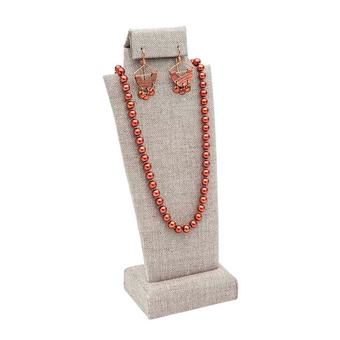 عرض مجموعة قلادة وأقراط من الكتان الطبيعي