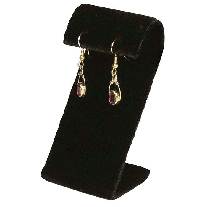 Musta samettikorvakorujen esittelyteline