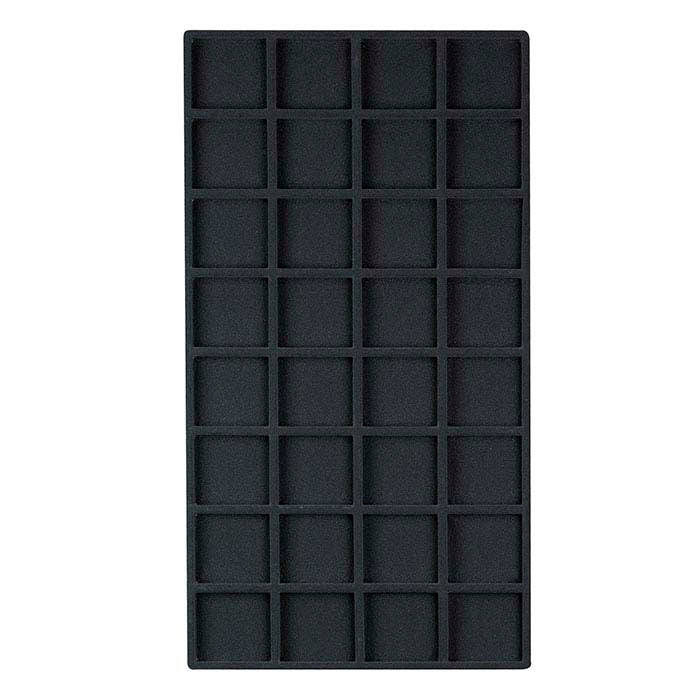 Black Flocked Plastic 32-Compartment Tray Insert
