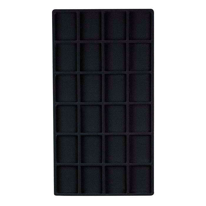 Black Flocked Plastic 24-Compartment Tray Insert